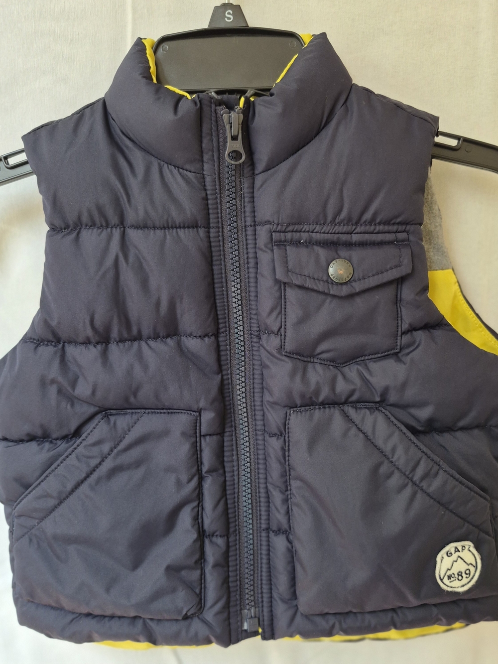 GAP Navy Puffer Vest with Yellow Accents 18-24M